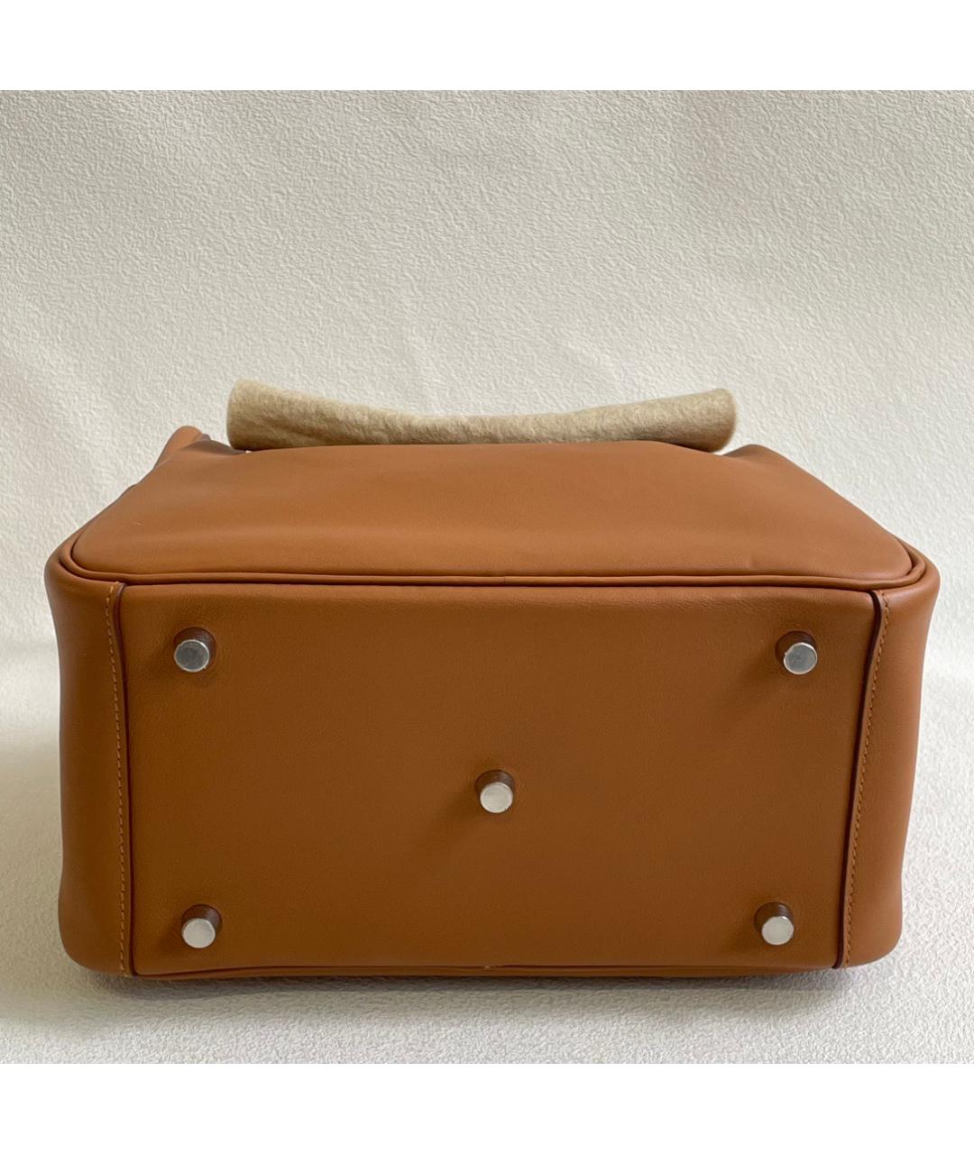 HERMES Коричневая кожаная сумка с короткими ручками, фото 4