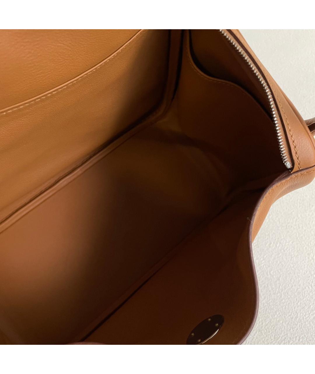 HERMES Коричневая кожаная сумка с короткими ручками, фото 8