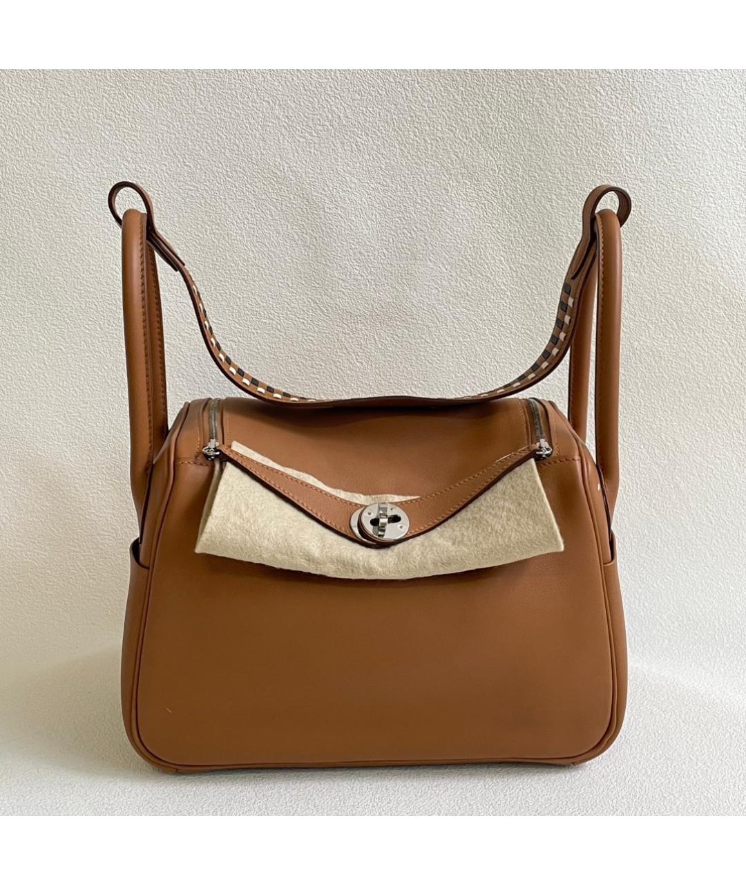 HERMES Коричневая кожаная сумка с короткими ручками, фото 9