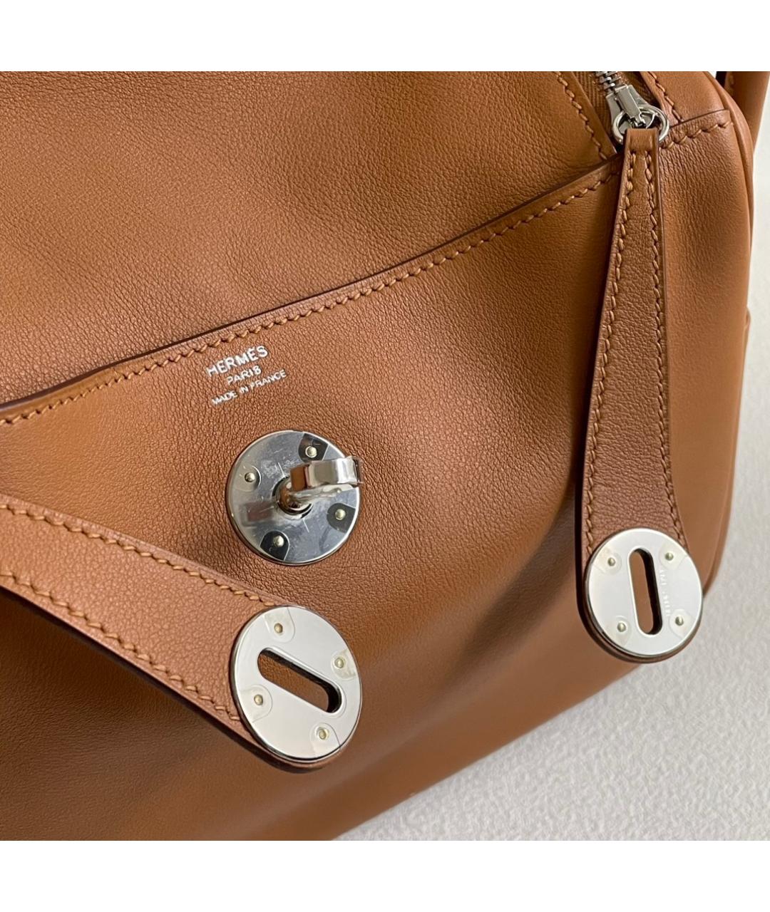 HERMES Коричневая кожаная сумка с короткими ручками, фото 7