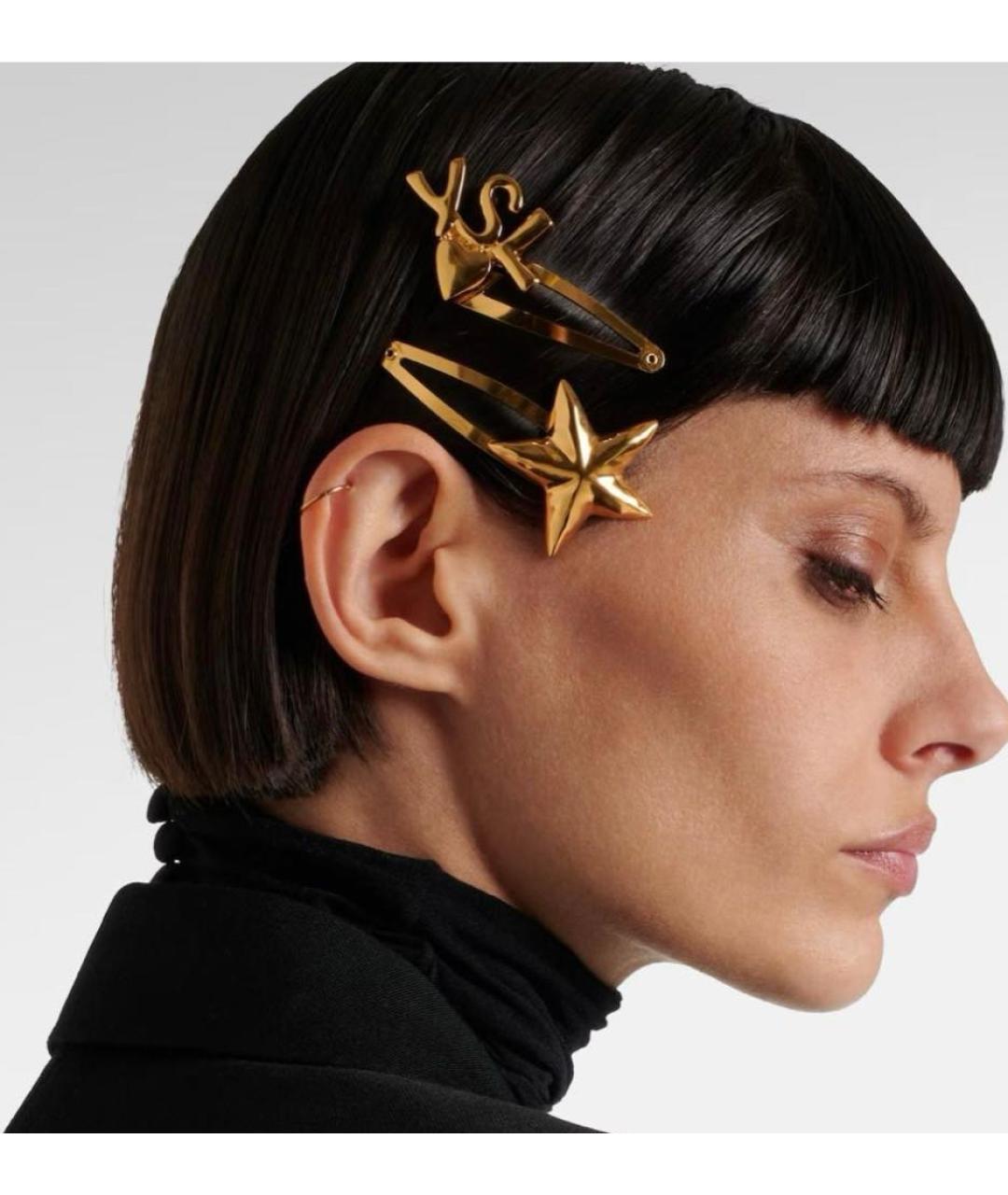 SAINT LAURENT Золотая заколка, фото 3