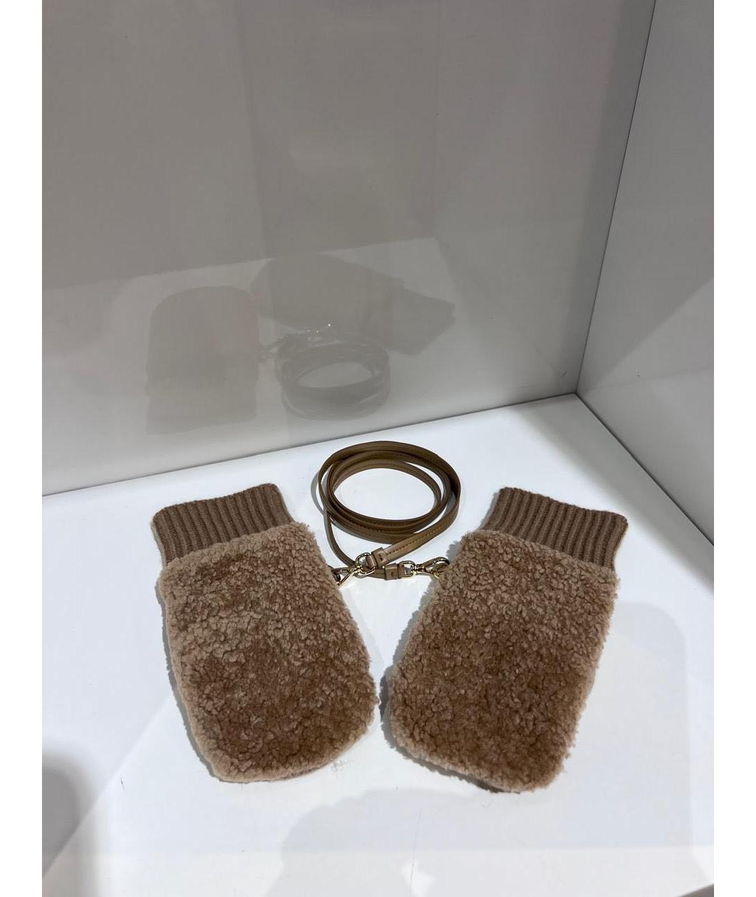 MIU MIU Коричневые варежки, фото 3