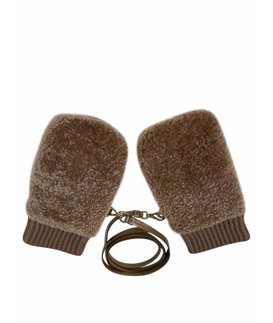 MIU MIU Коричневые варежки, фото 1