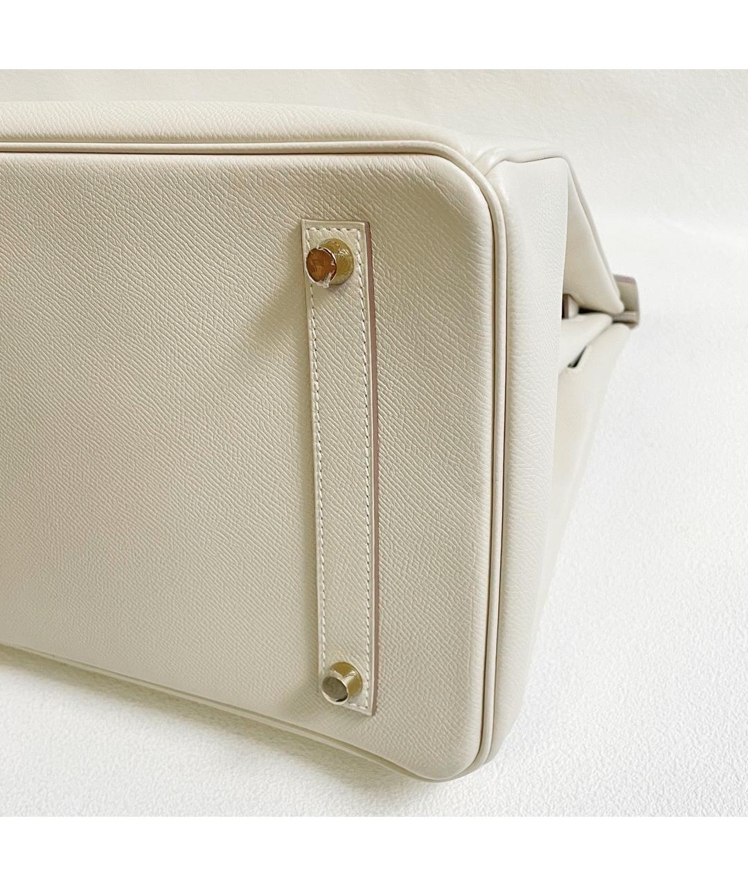 HERMES Белая кожаная сумка с короткими ручками, фото 6