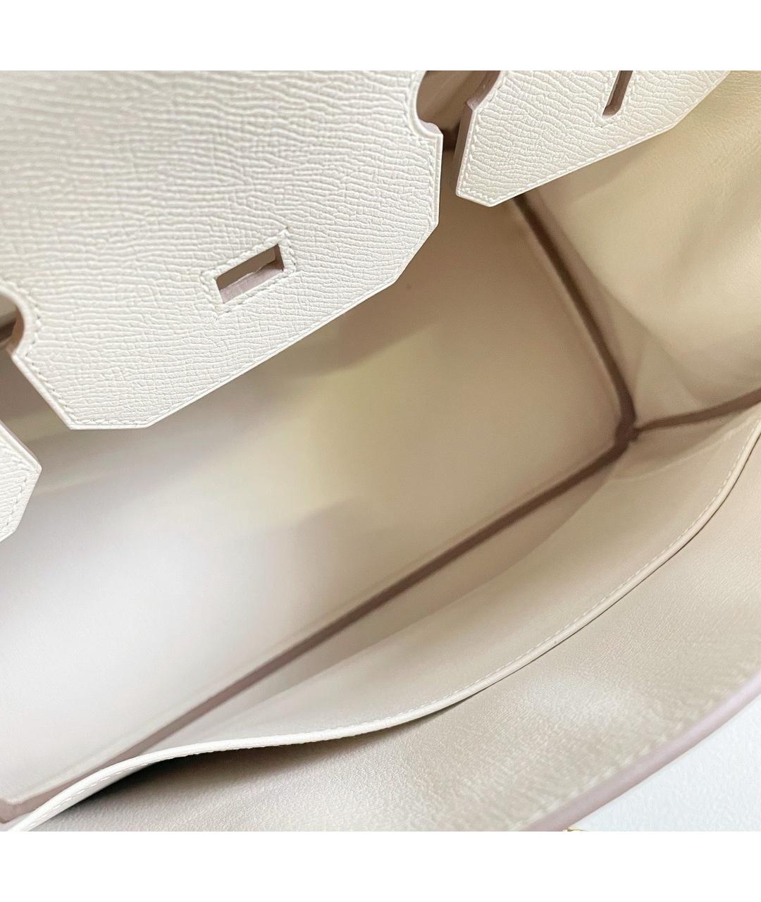 HERMES Белая кожаная сумка с короткими ручками, фото 9