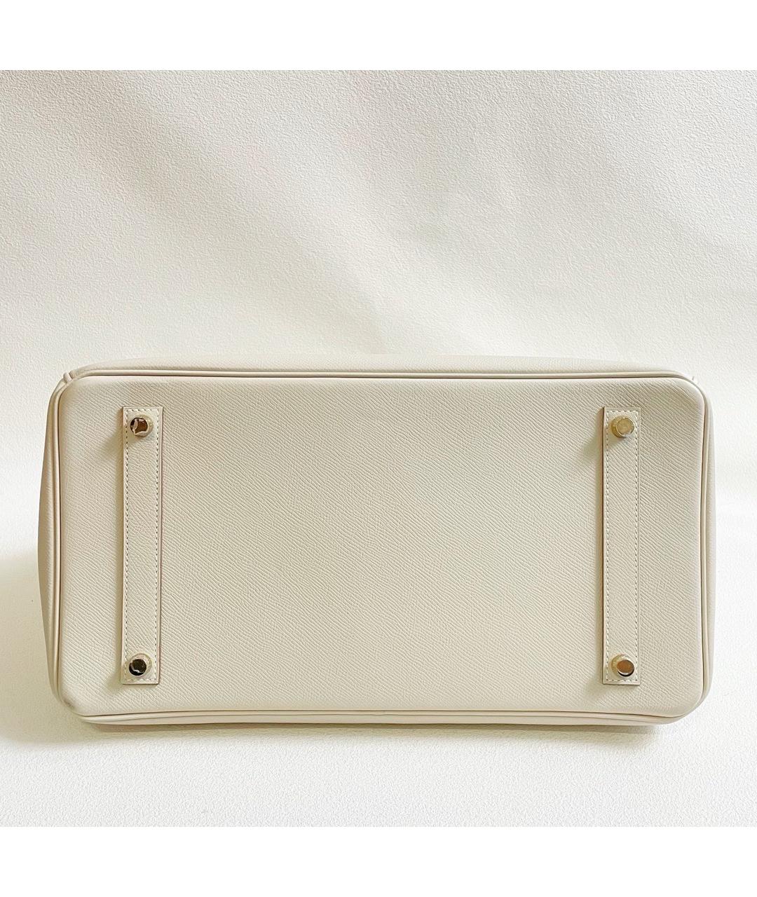 HERMES Белая кожаная сумка с короткими ручками, фото 4