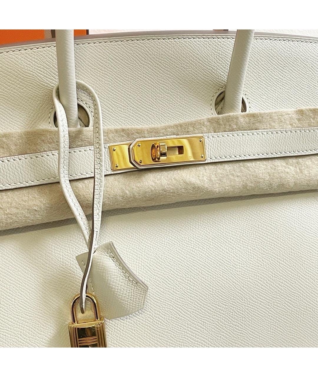 HERMES Белая кожаная сумка с короткими ручками, фото 7
