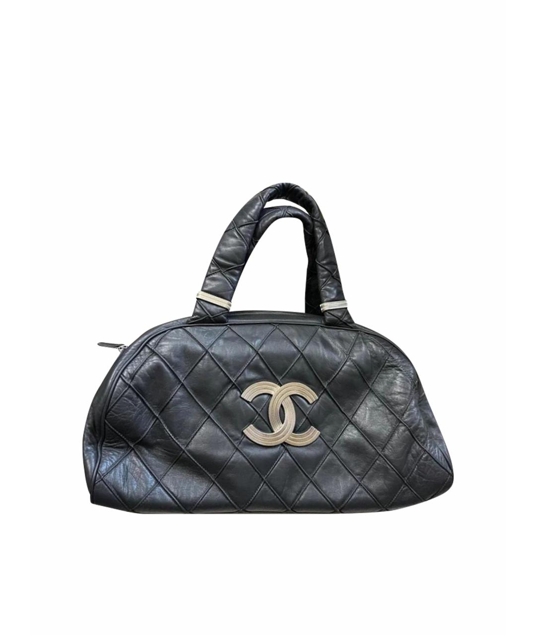 CHANEL Черная кожаная сумка с короткими ручками, фото 1