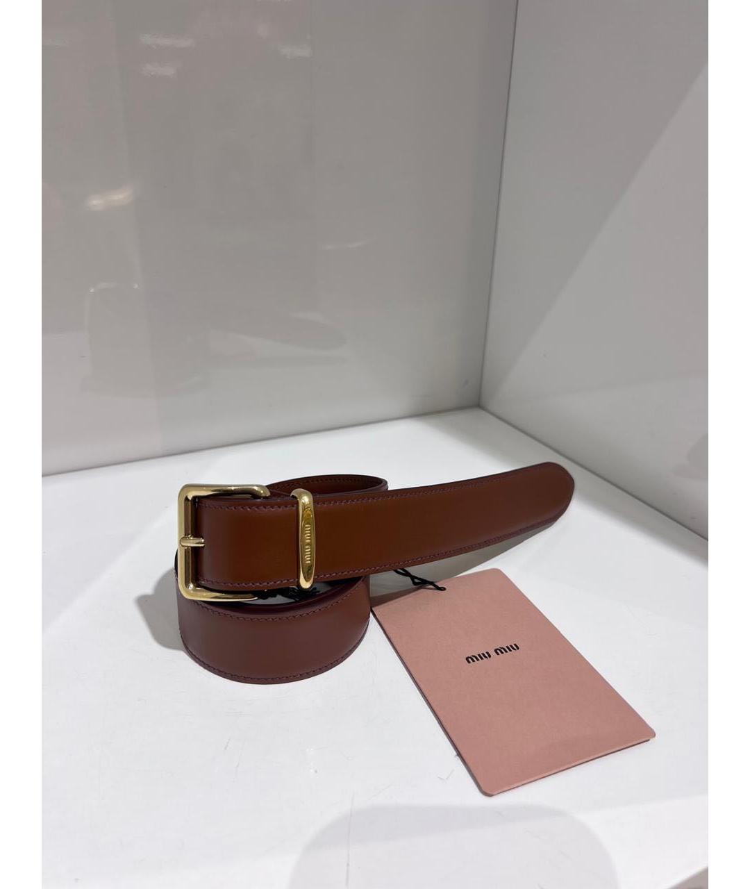MIU MIU Коричневый кожаный ремень, фото 2