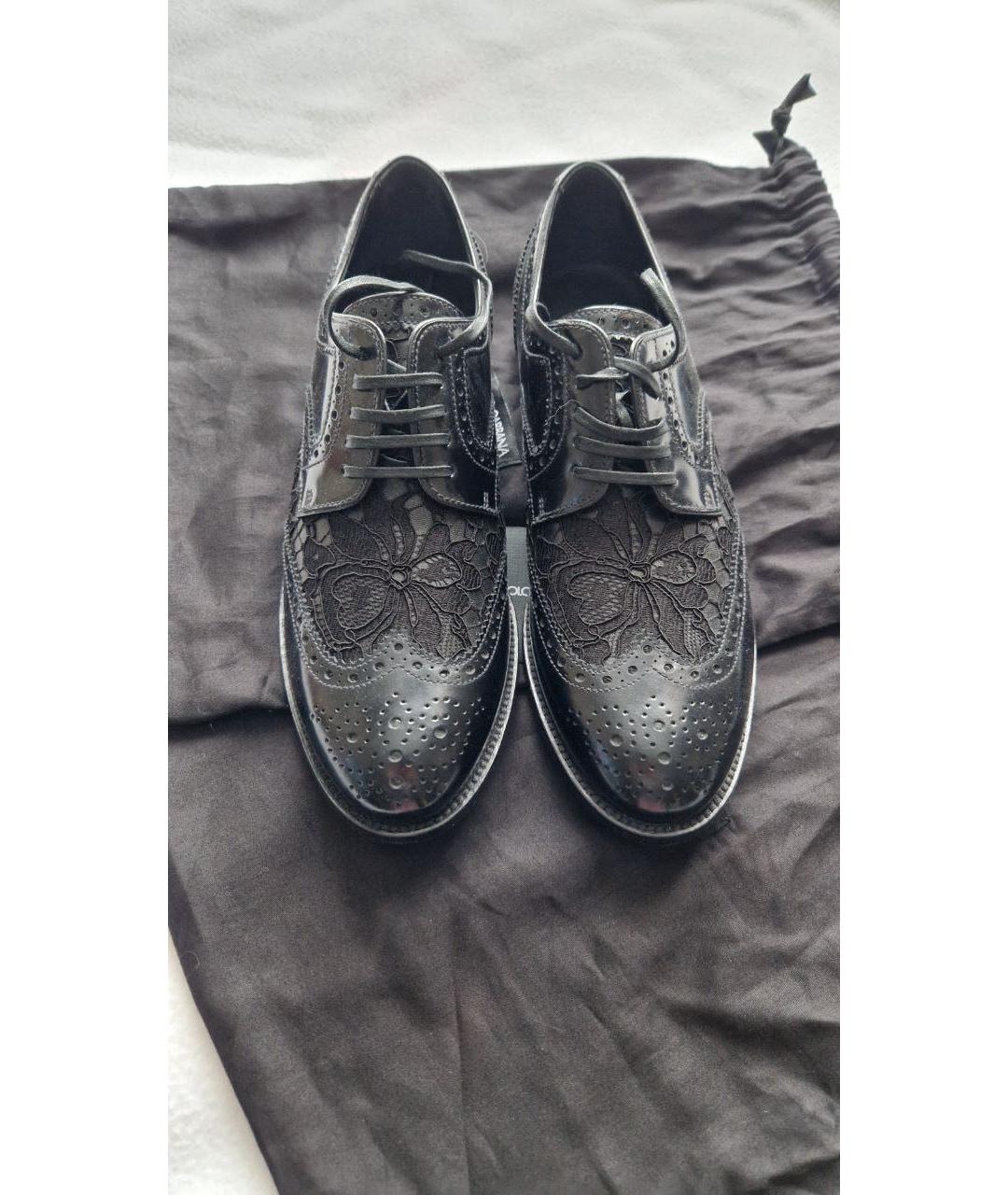 DOLCE&GABBANA Черные кожаные брогги и оксфорды, фото 4
