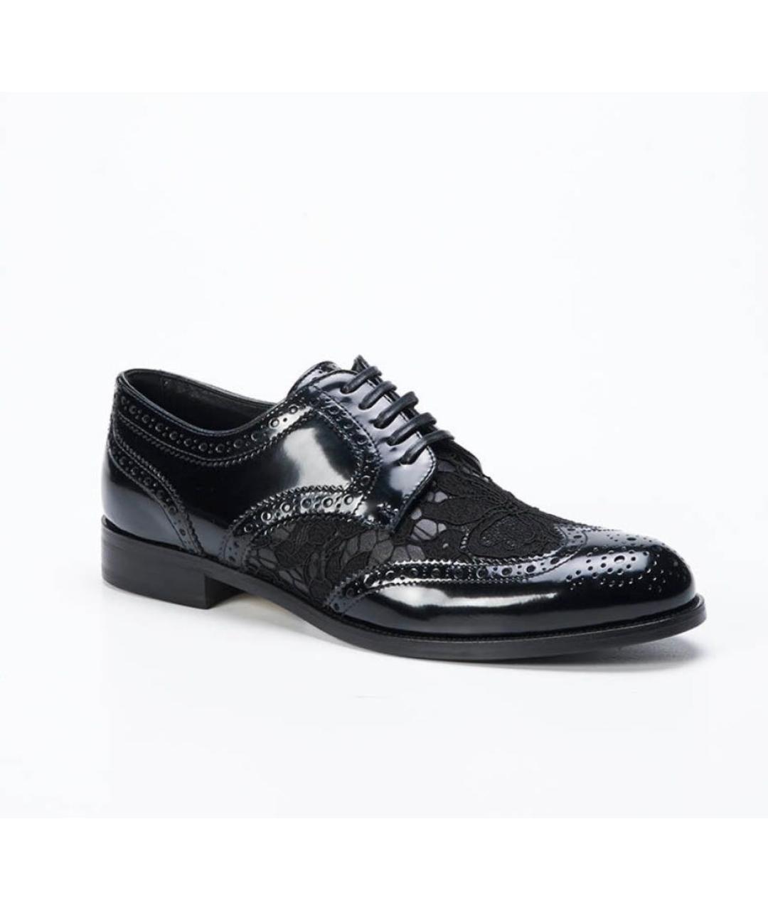 DOLCE&GABBANA Черные кожаные брогги и оксфорды, фото 2