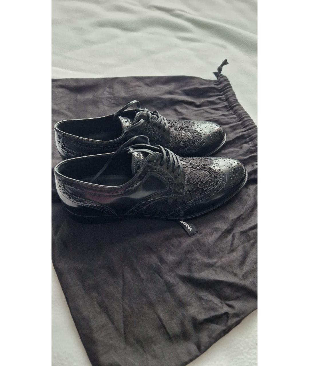 DOLCE&GABBANA Черные кожаные брогги и оксфорды, фото 5