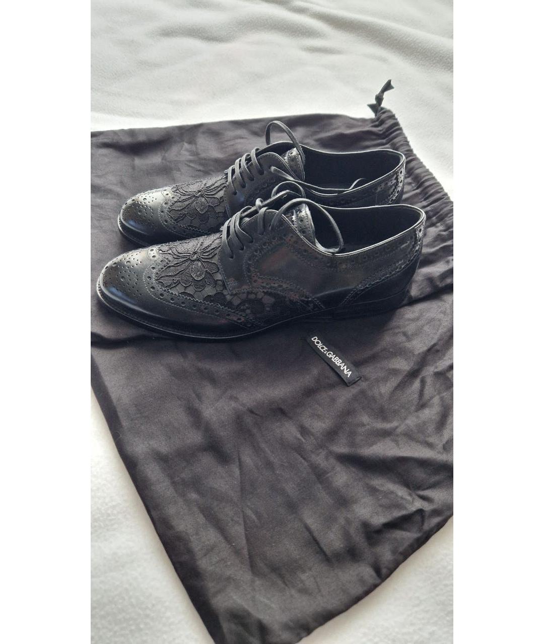 DOLCE&GABBANA Черные кожаные брогги и оксфорды, фото 3