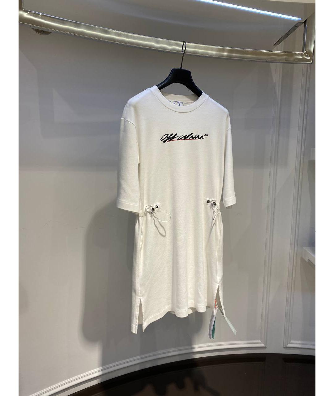 OFF-WHITE Белое хлопковое повседневное платье, фото 2