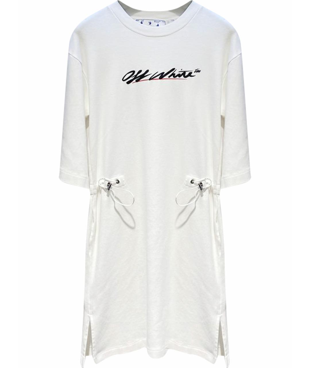 OFF-WHITE Белое хлопковое повседневное платье, фото 1