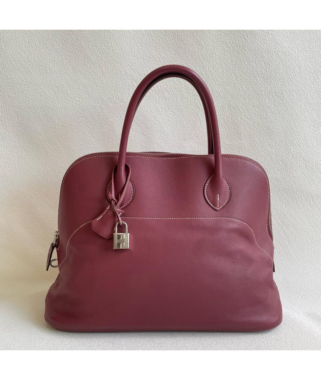 HERMES Розовая кожаная сумка с короткими ручками, фото 8
