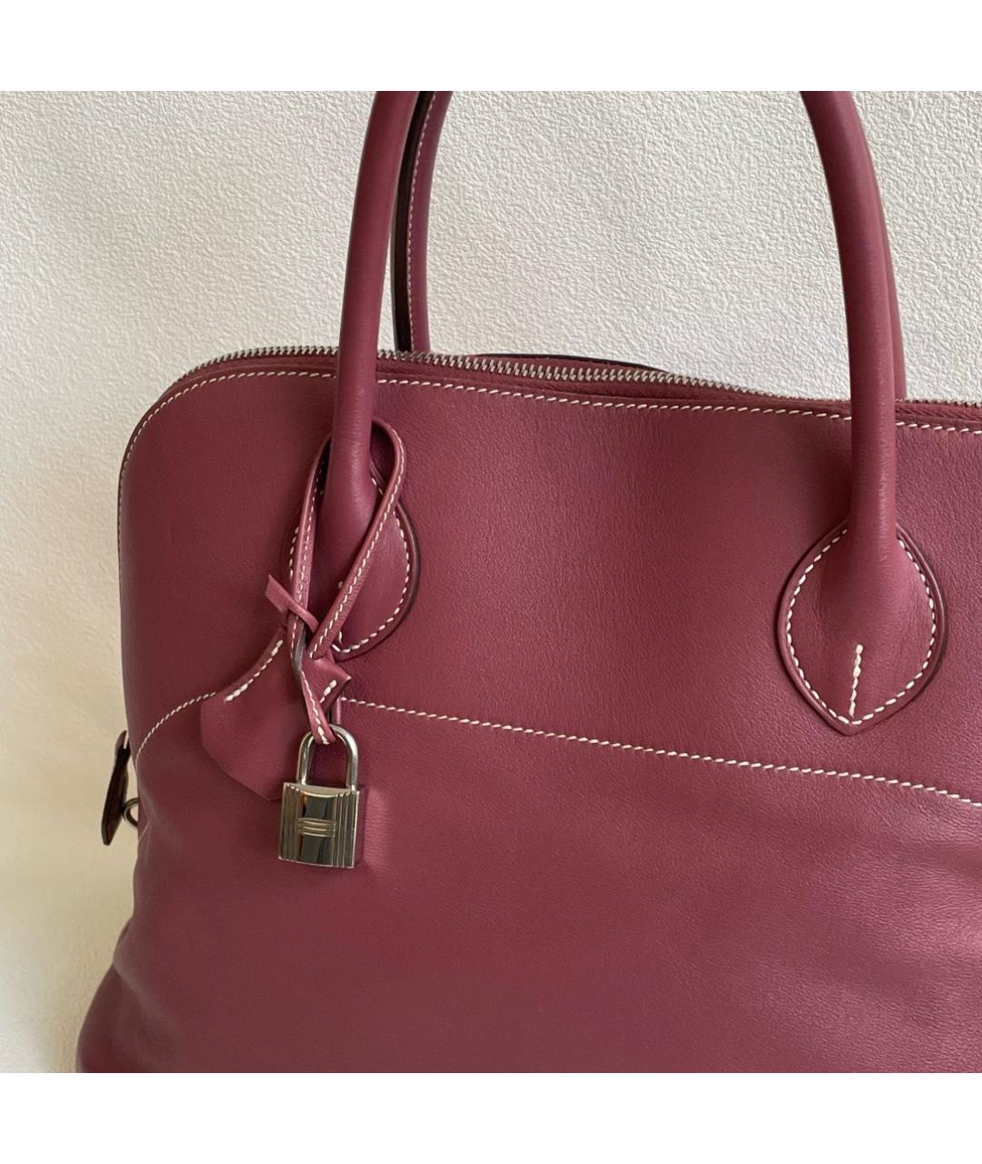 HERMES Розовая кожаная сумка с короткими ручками, фото 2