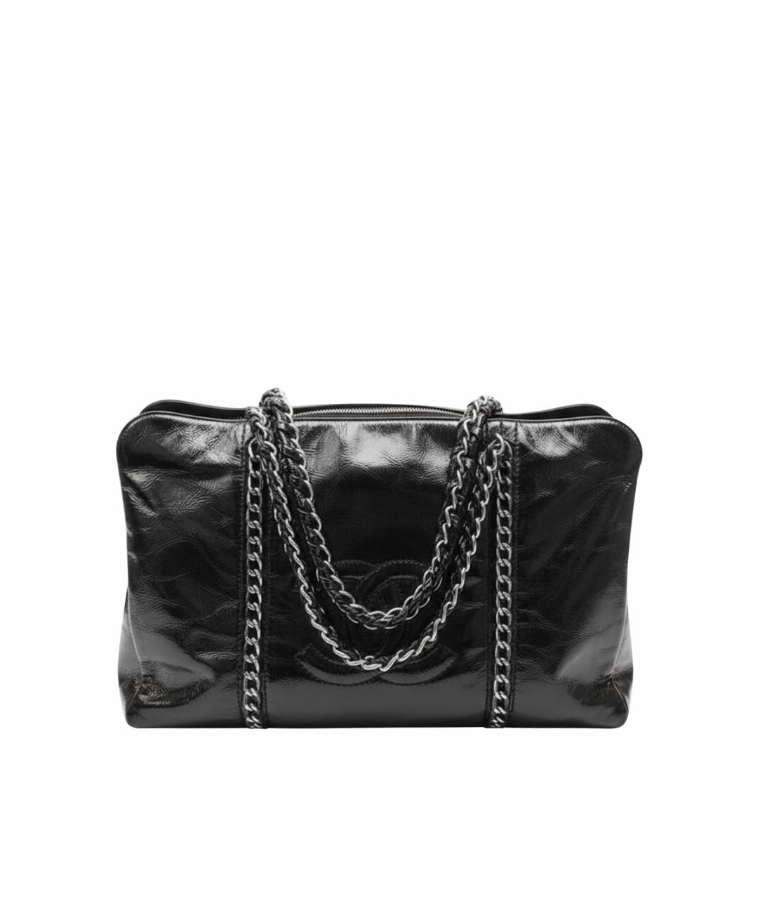 CHANEL Черная сумка тоут из лакированной кожи, фото 1