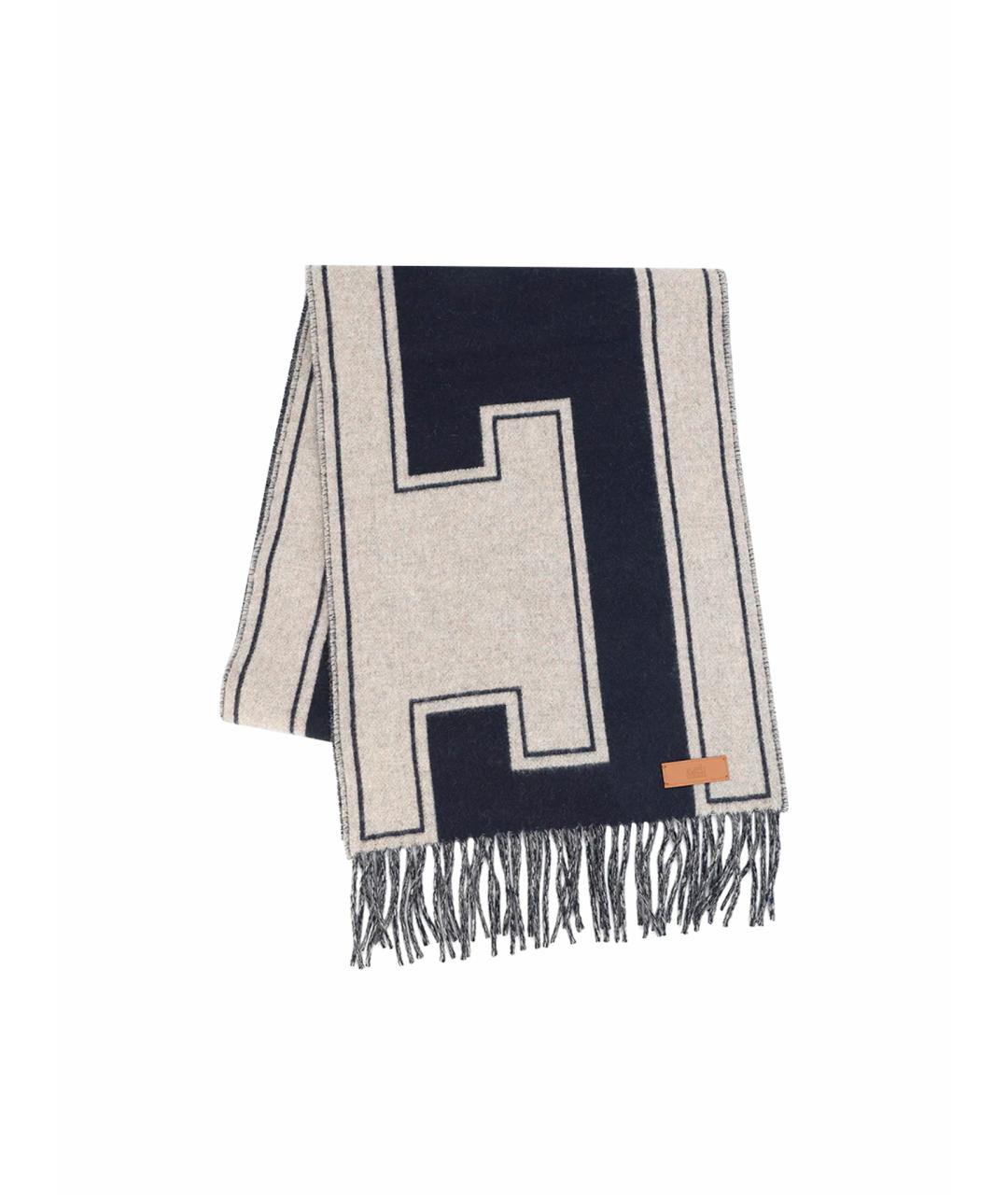 HERMES Темно-синий кашемировый шарф, фото 1