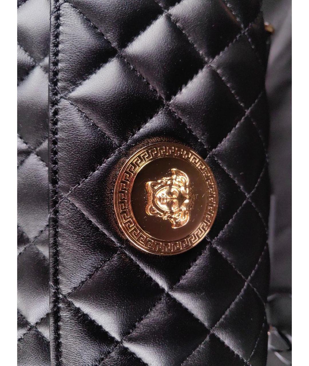 VERSACE Черная кожаная сумка с короткими ручками, фото 6