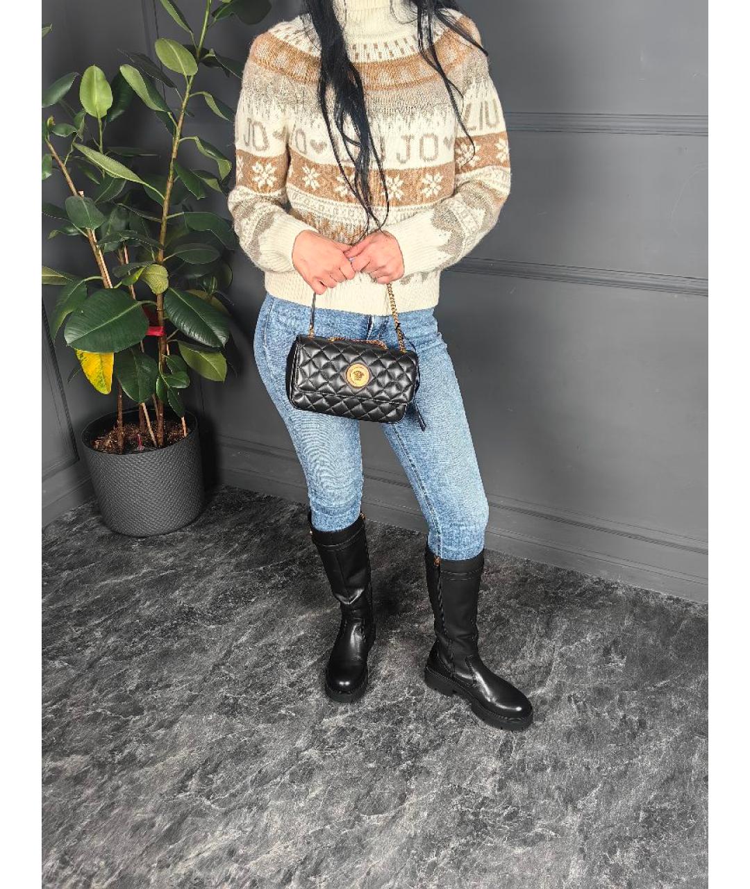 VERSACE Черная кожаная сумка с короткими ручками, фото 7