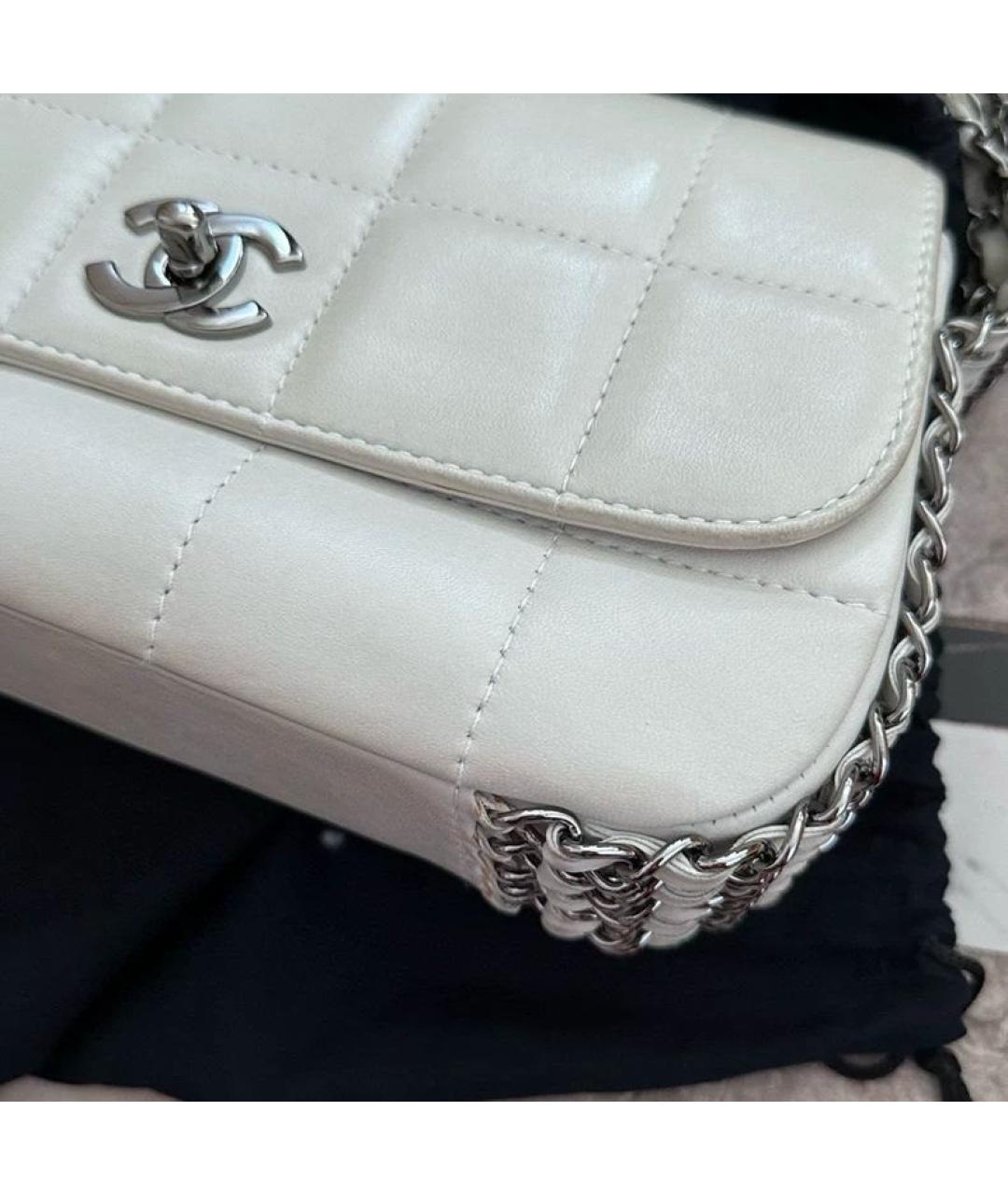 CHANEL Белая кожаная сумка через плечо, фото 9