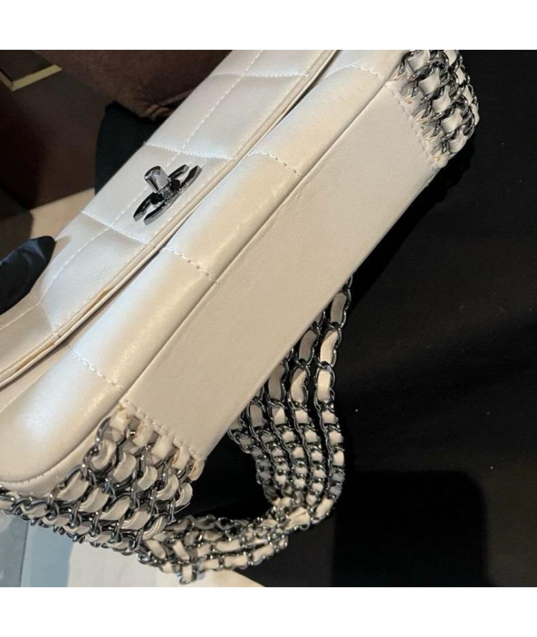 CHANEL Белая кожаная сумка через плечо, фото 5