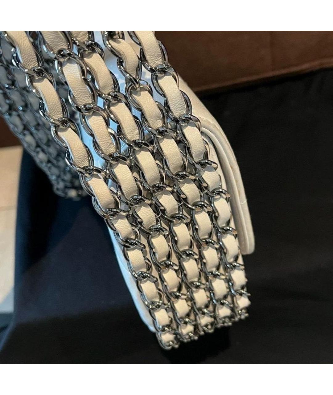 CHANEL Белая кожаная сумка через плечо, фото 8