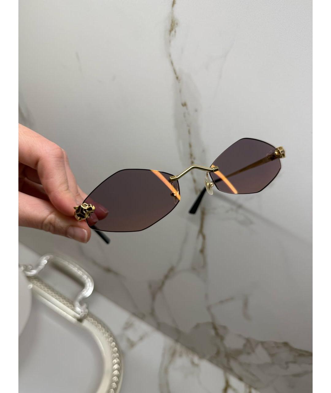 CARTIER Коричневые металлические солнцезащитные очки, фото 6