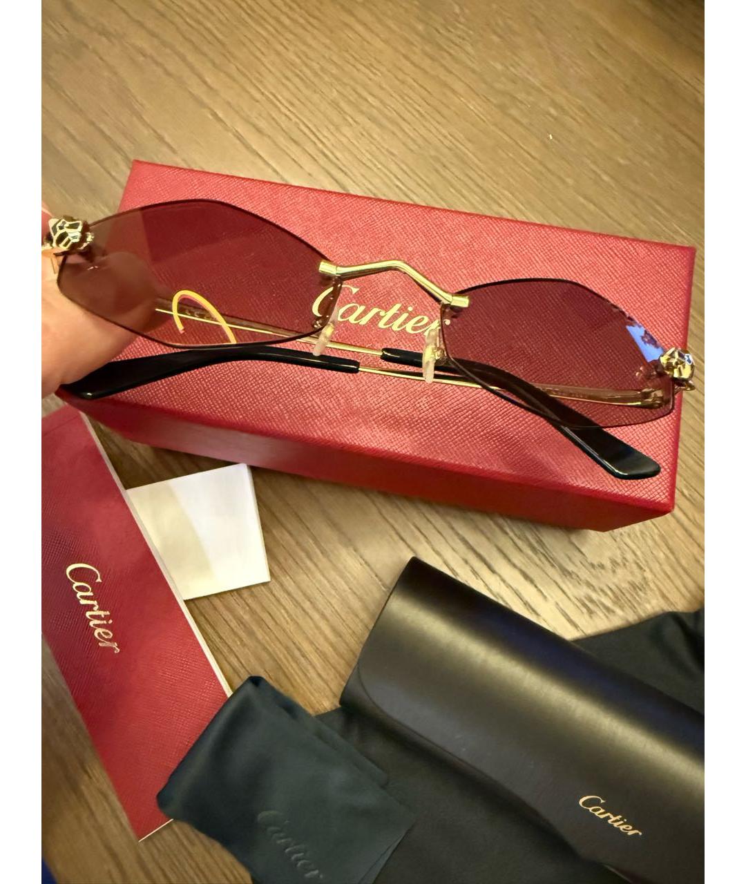 CARTIER Коричневые металлические солнцезащитные очки, фото 5