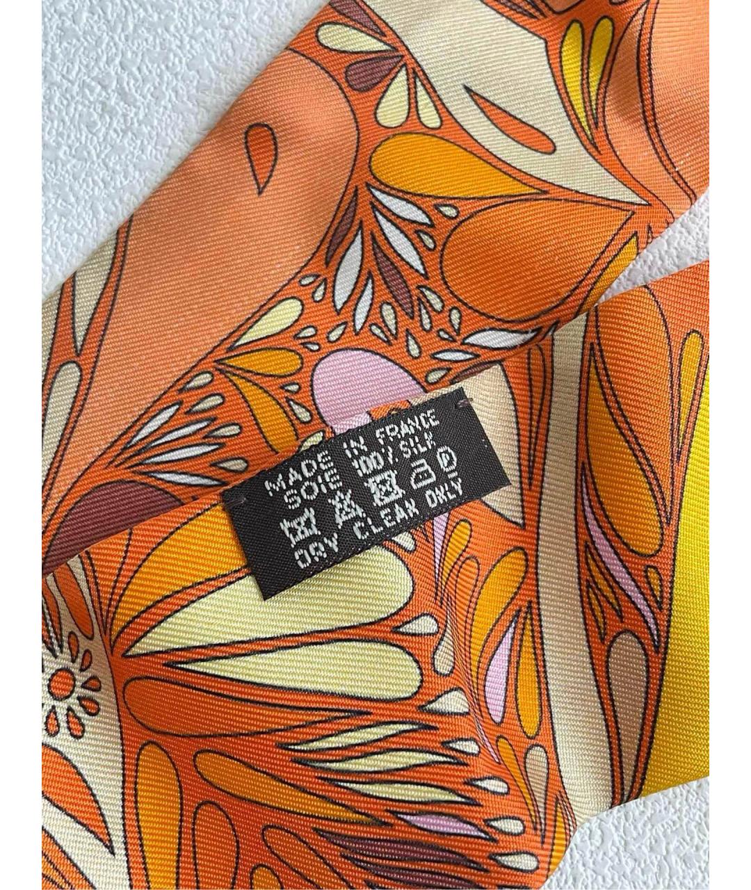 HERMES Оранжевый шелковый шарф, фото 4