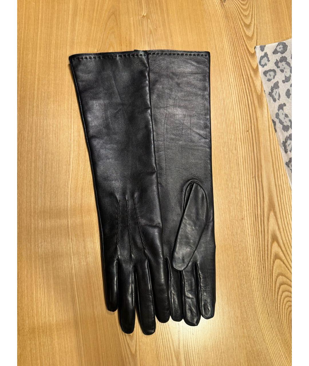 ERMANNO SCERVINO Черные кожаные перчатки, фото 5