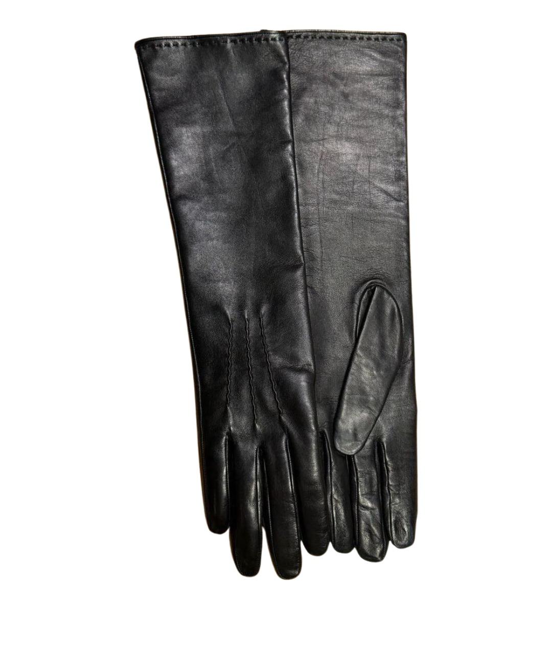 ERMANNO SCERVINO Черные кожаные перчатки, фото 1