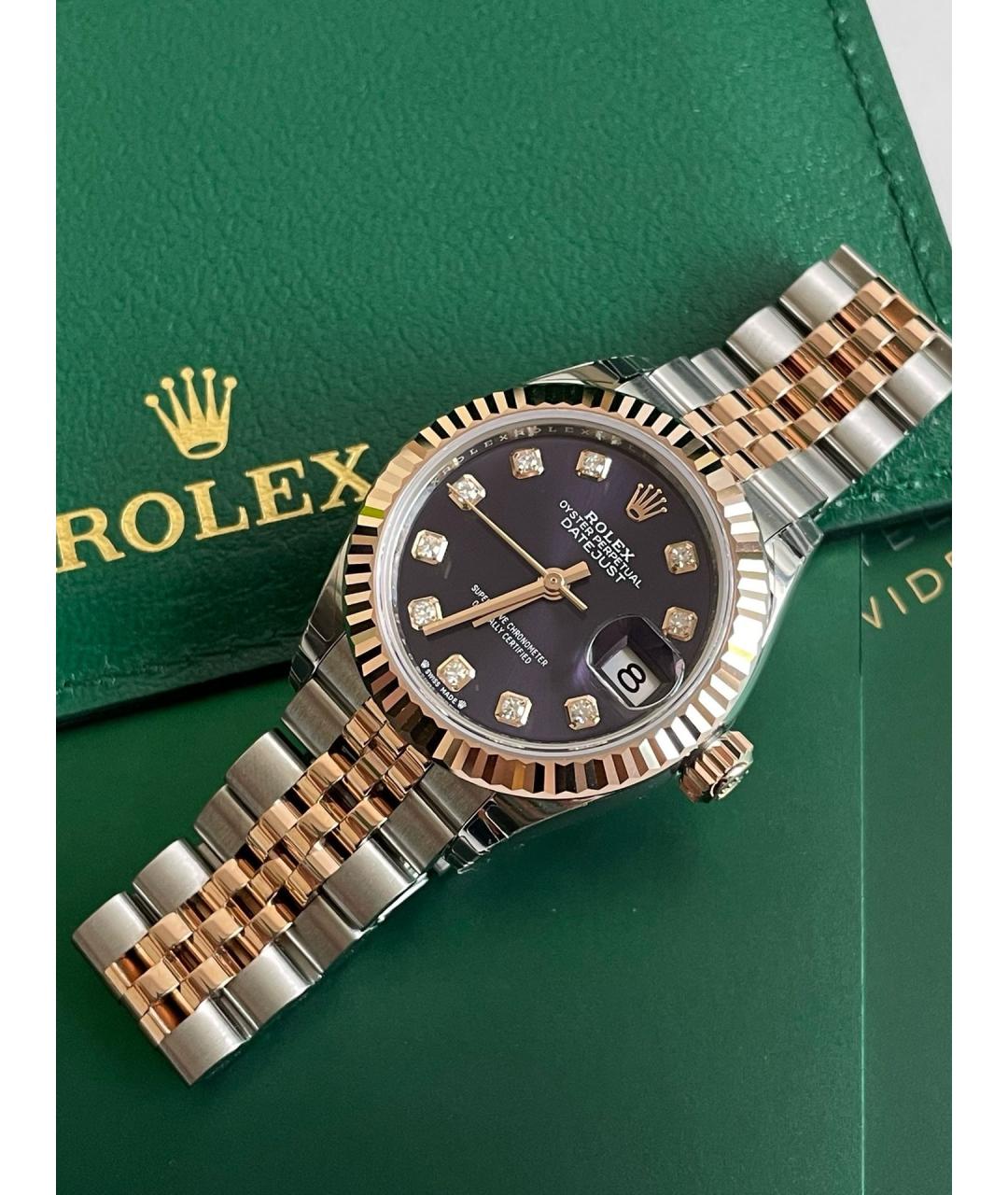 ROLEX Фиолетовые часы из розового золота, фото 9