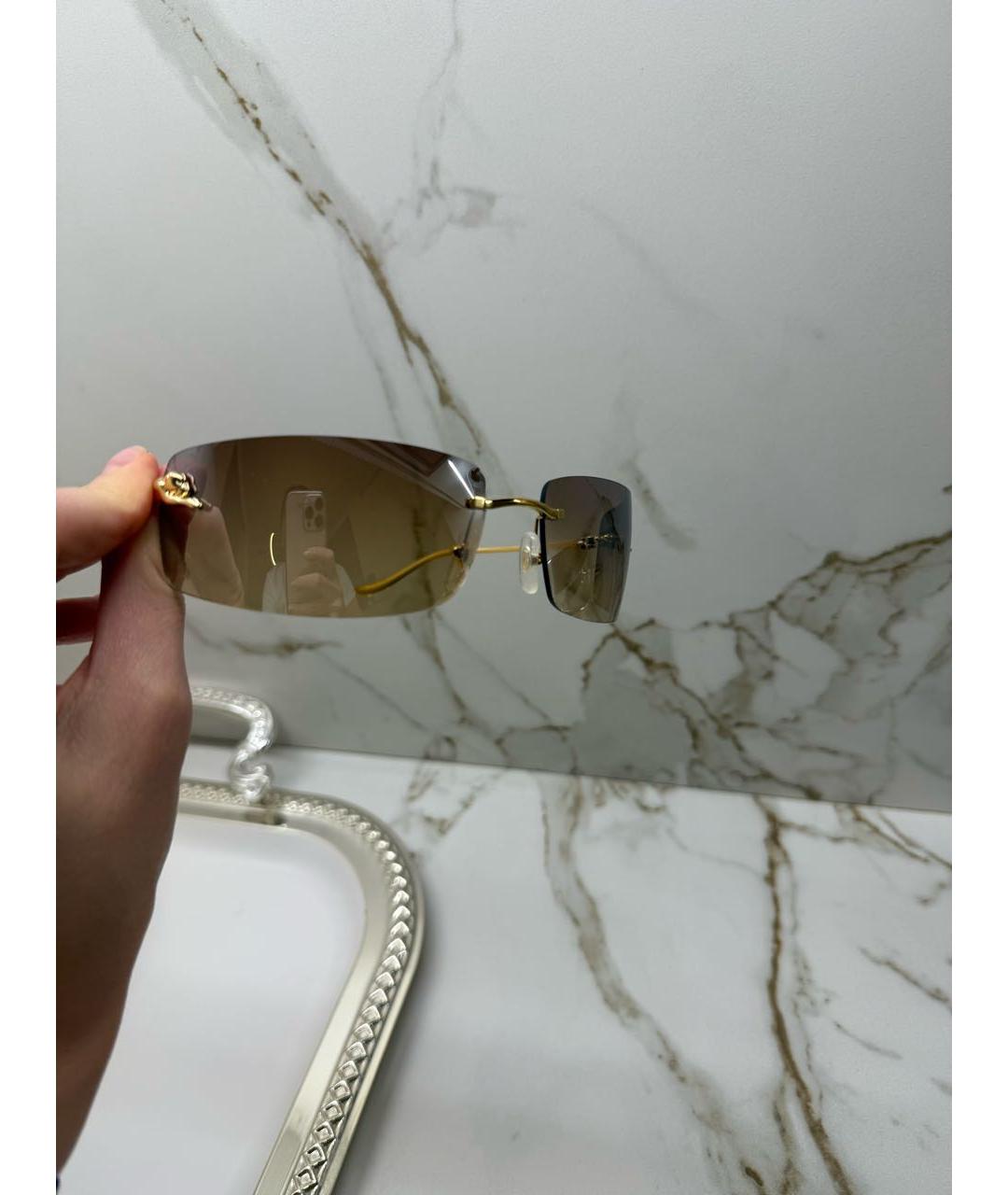 CARTIER Коричневые металлические солнцезащитные очки, фото 4