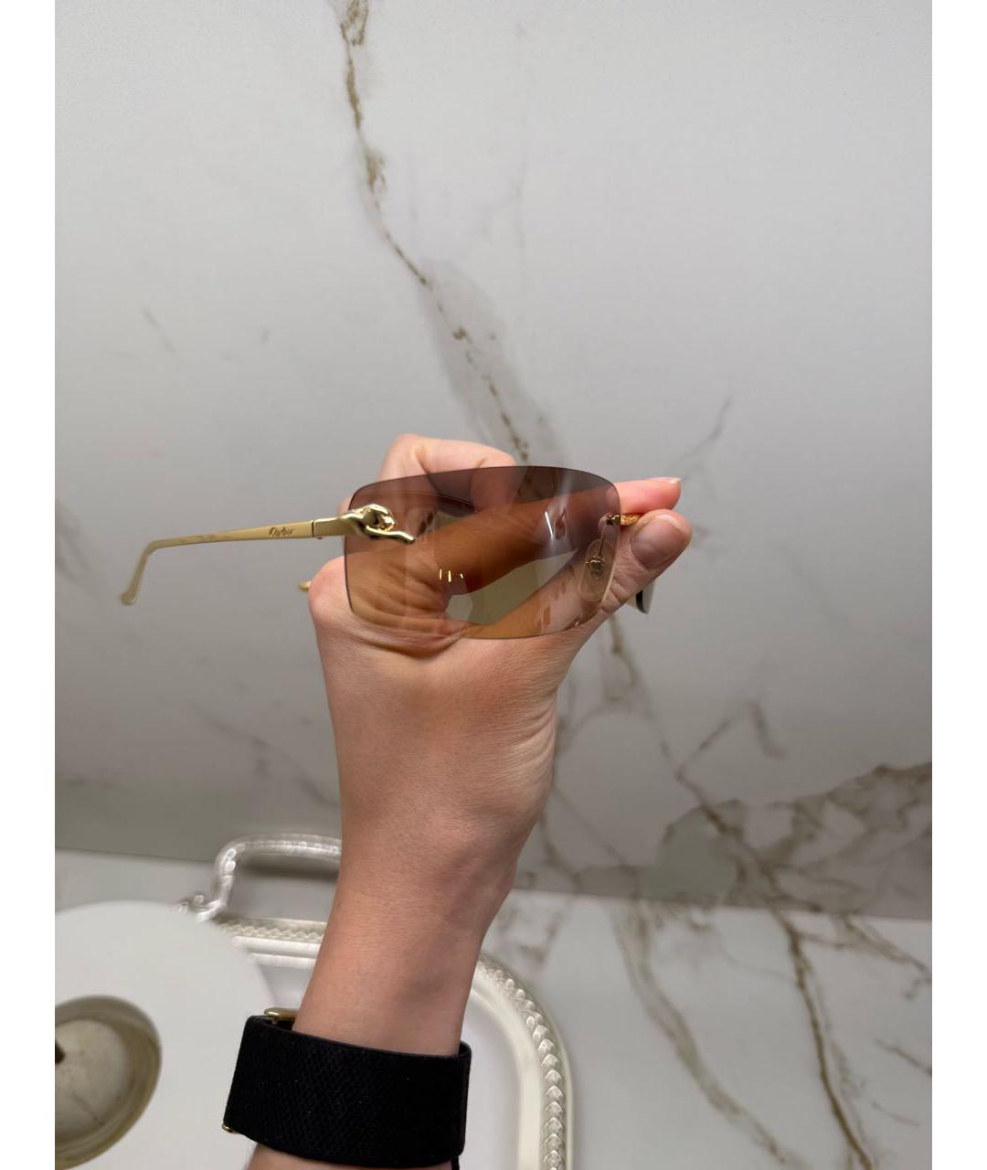 CARTIER Коричневые металлические солнцезащитные очки, фото 2