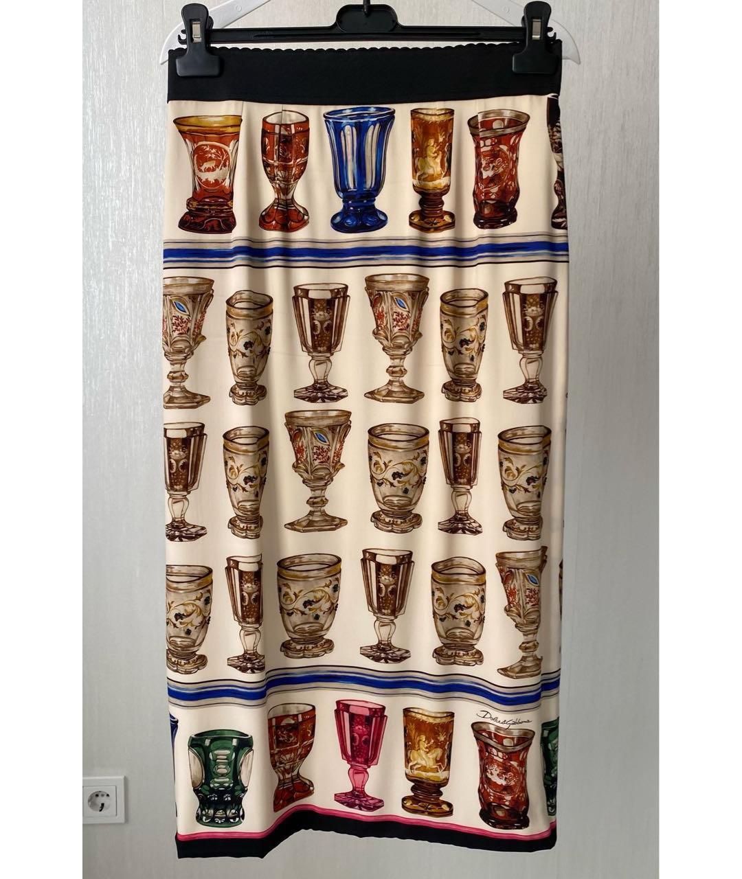 DOLCE&GABBANA Мульти шелковая юбка миди, фото 5