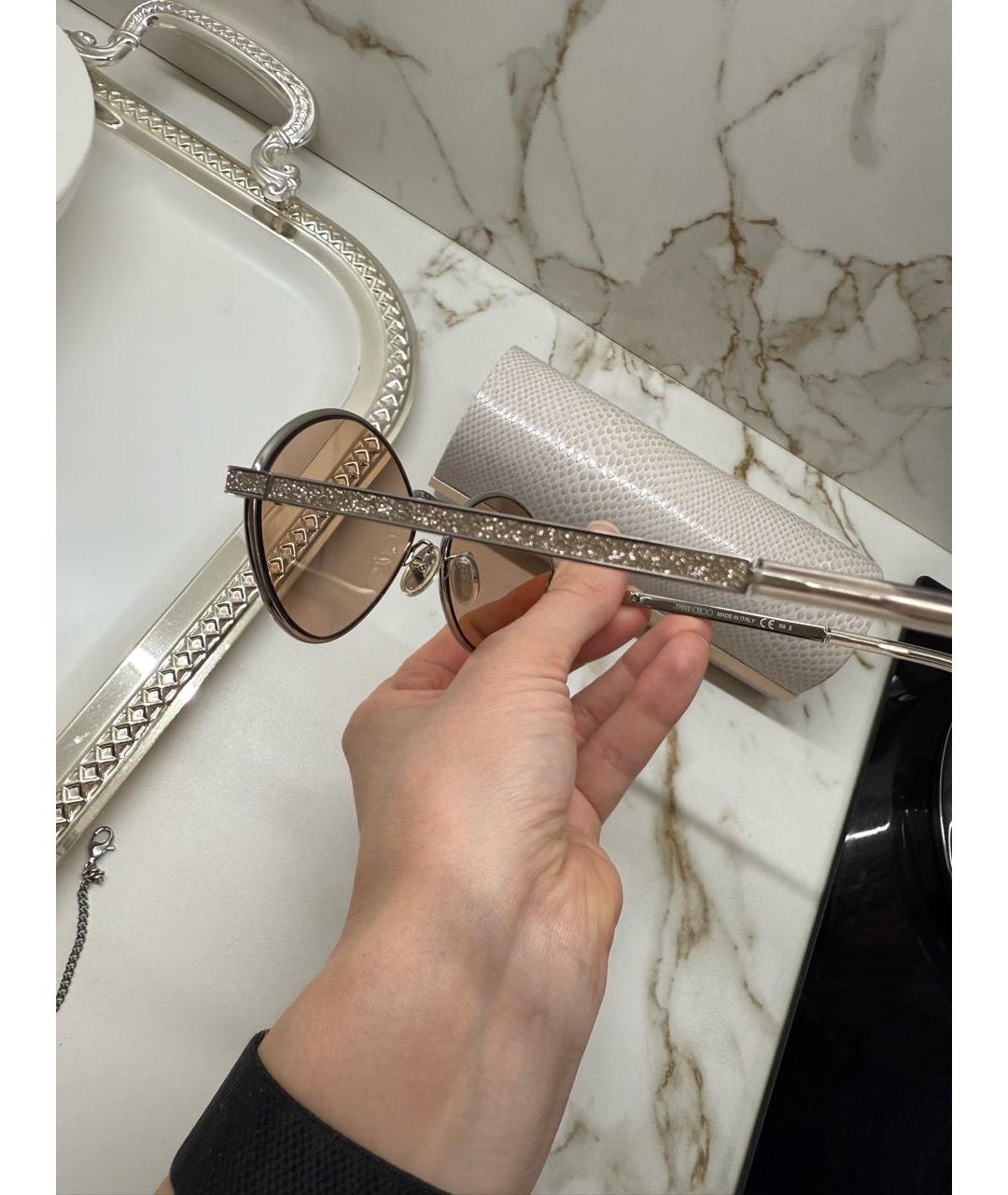 JIMMY CHOO Серебряные металлические солнцезащитные очки, фото 2