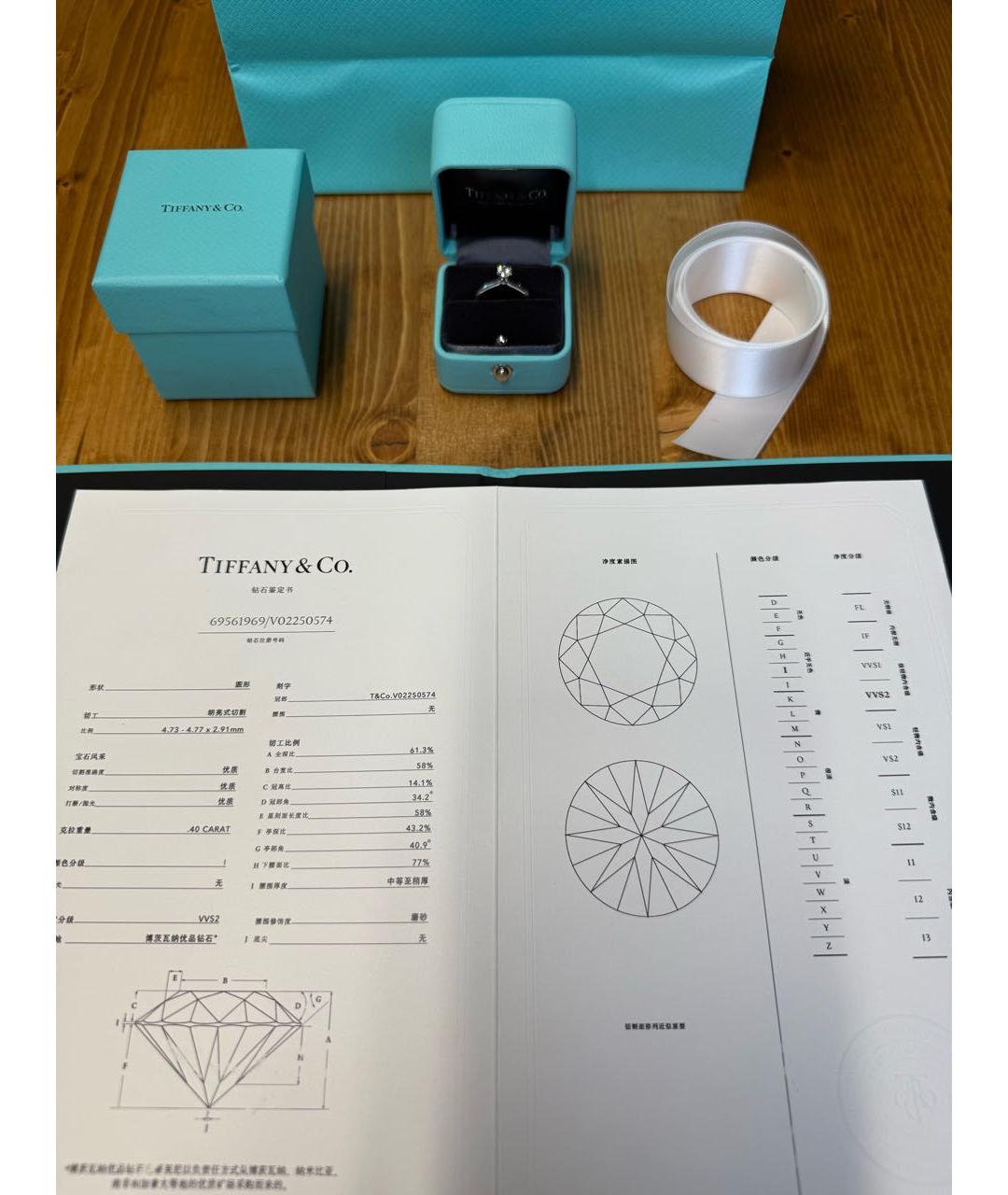 TIFFANY&CO Белое платиновое кольцо, фото 7