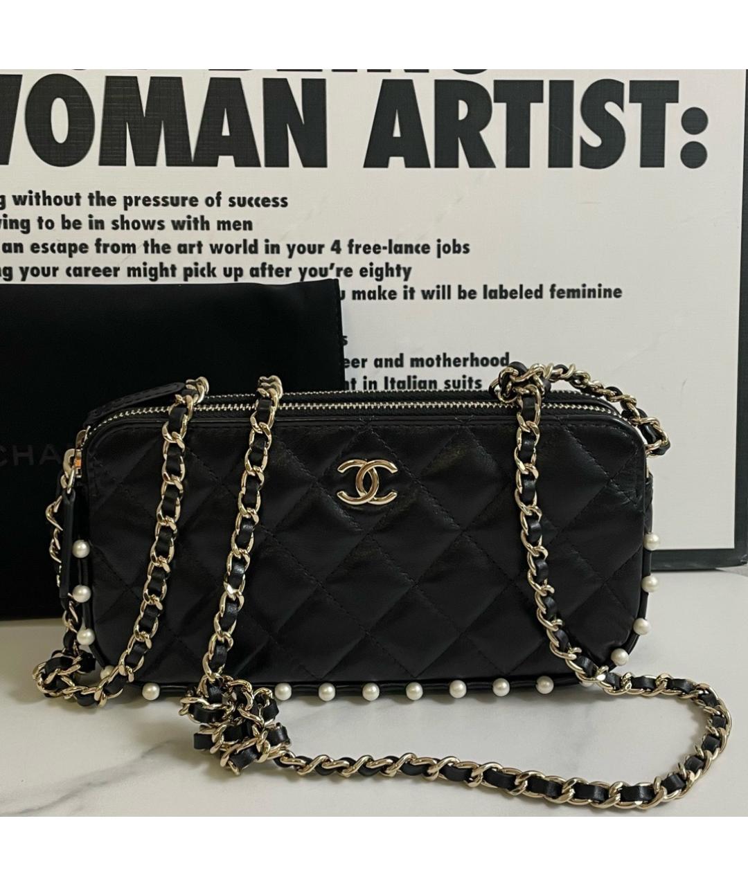 CHANEL Черная кожаная сумка через плечо, фото 8