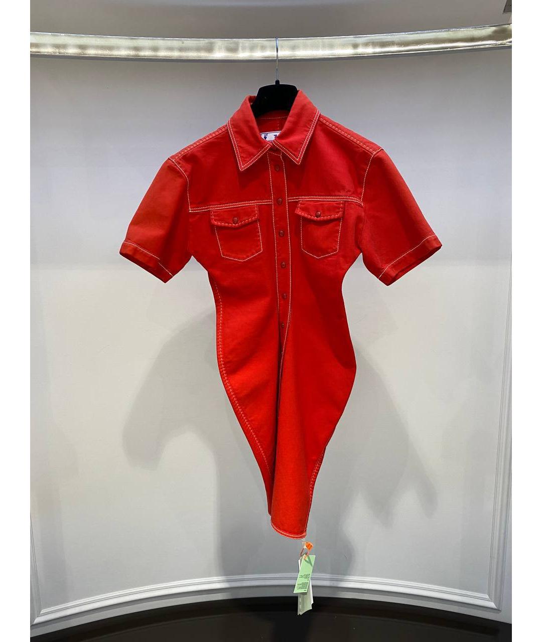 OFF-WHITE Красное хлопковое вечернее платье, фото 4