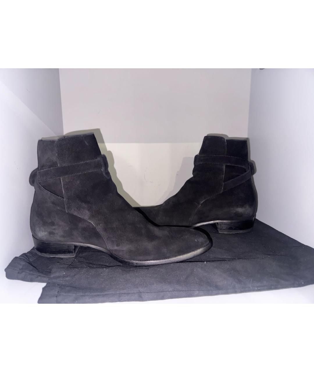 SAINT LAURENT Черные замшевые высокие ботинки, фото 4