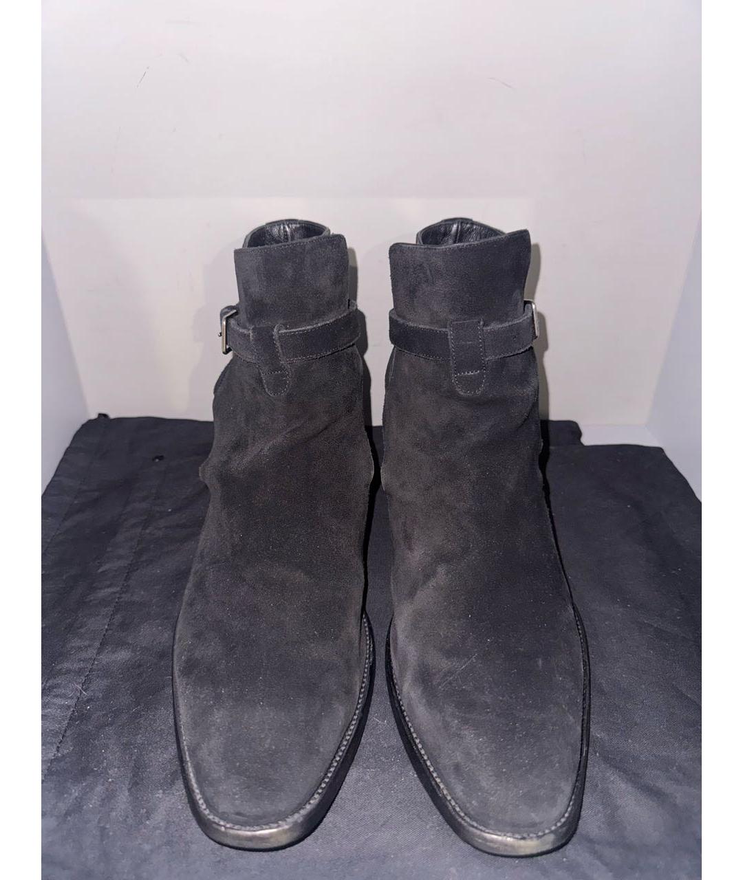 SAINT LAURENT Черные замшевые высокие ботинки, фото 3