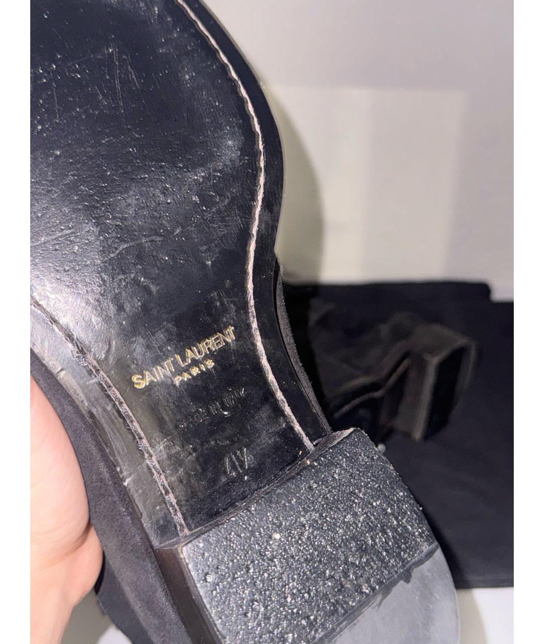 SAINT LAURENT Черные замшевые высокие ботинки, фото 6