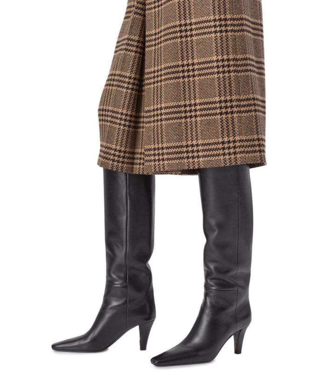 SAINT LAURENT Черные кожаные сапоги, фото 5