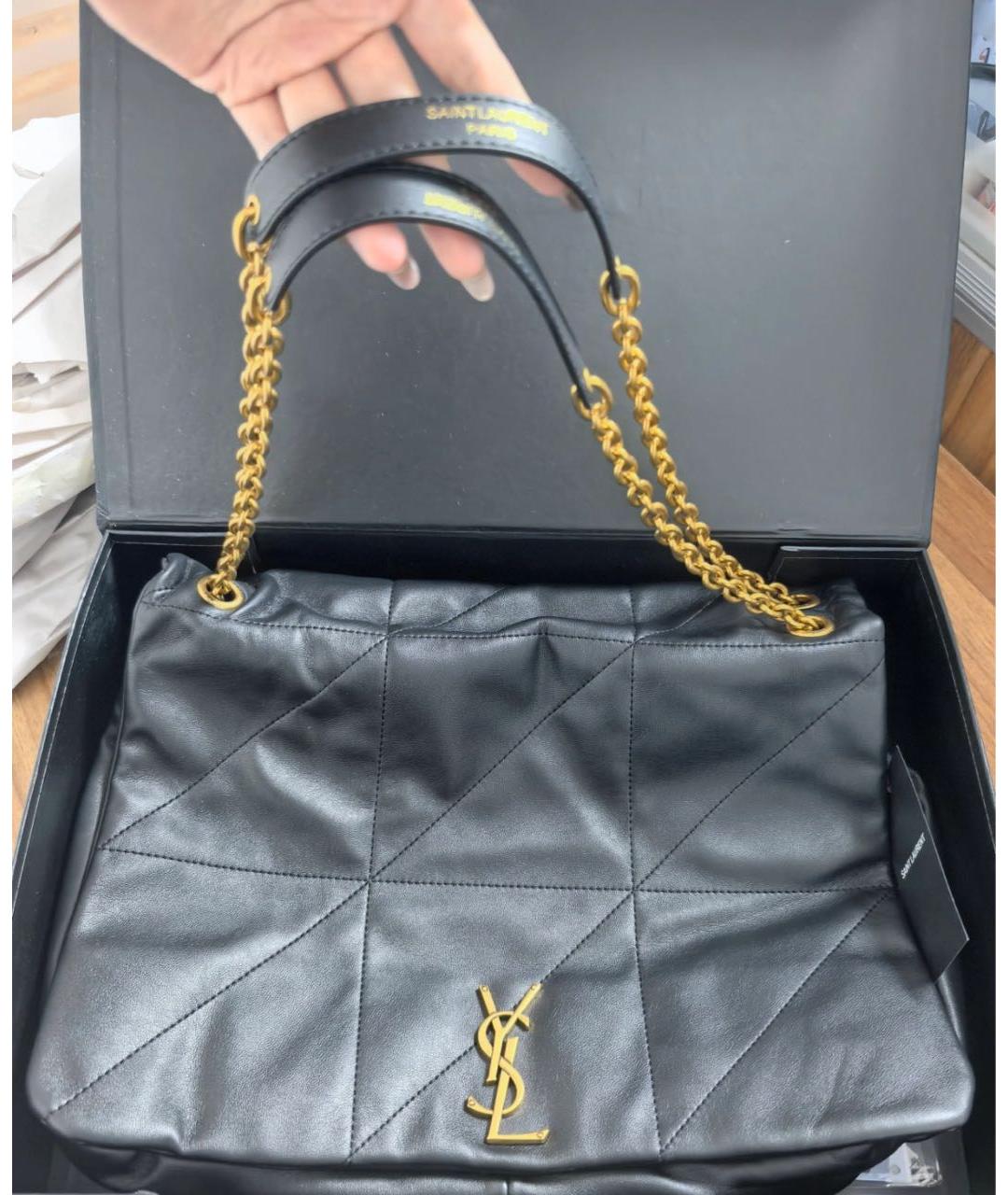 SAINT LAURENT Черная кожаная сумка через плечо, фото 8