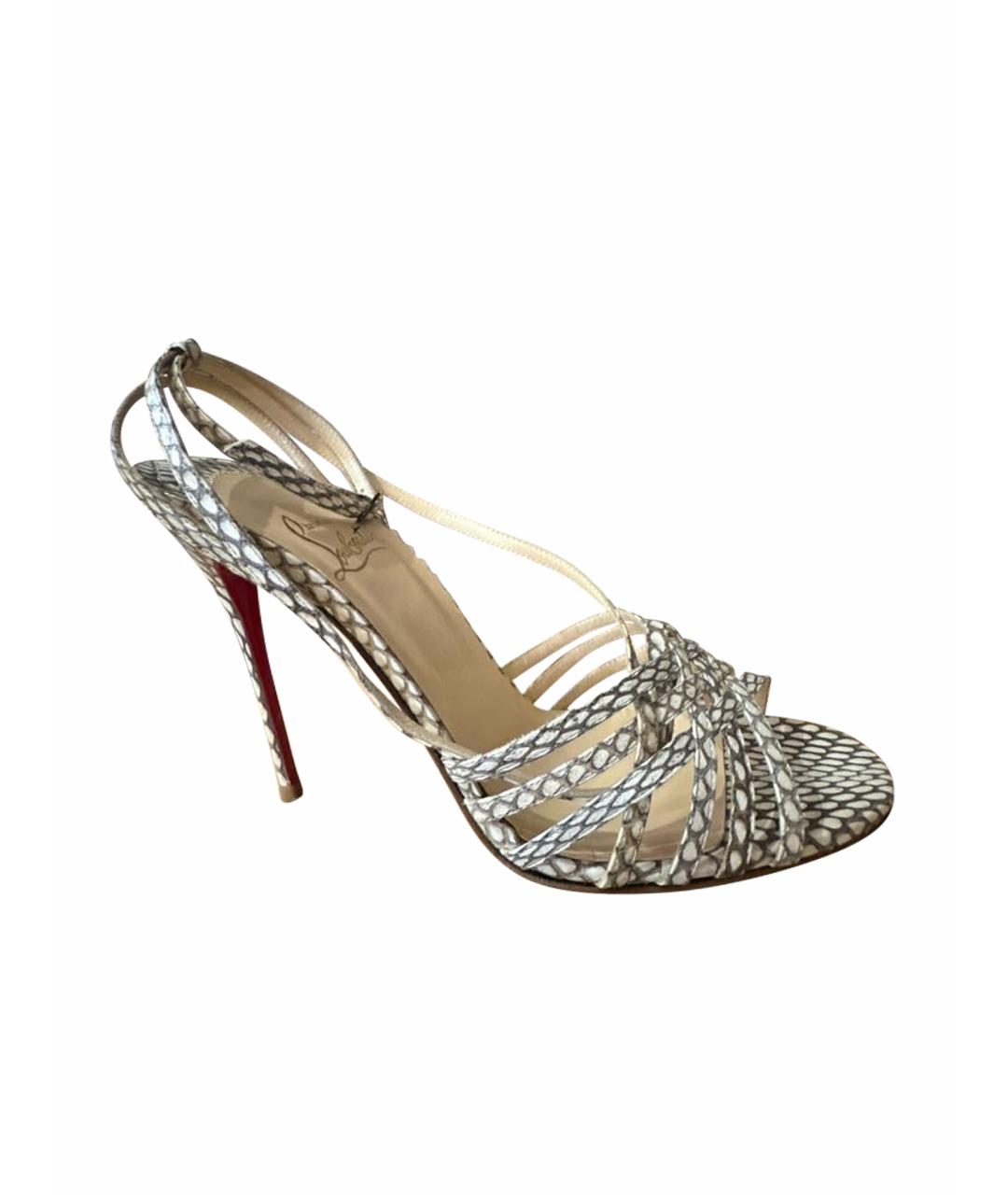 CHRISTIAN LOUBOUTIN Бежевые босоножки из экзотической кожи, фото 1
