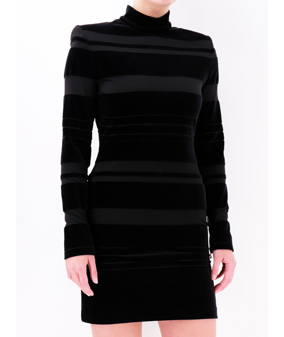 BALMAIN Черное хлопко-эластановое повседневное платье, фото 2