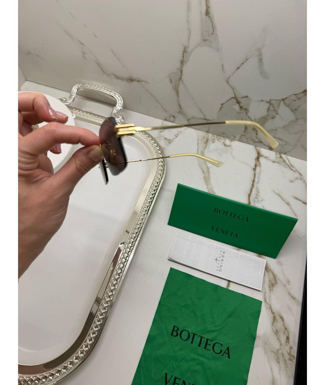 BOTTEGA VENETA Коричневые металлические солнцезащитные очки, фото 2