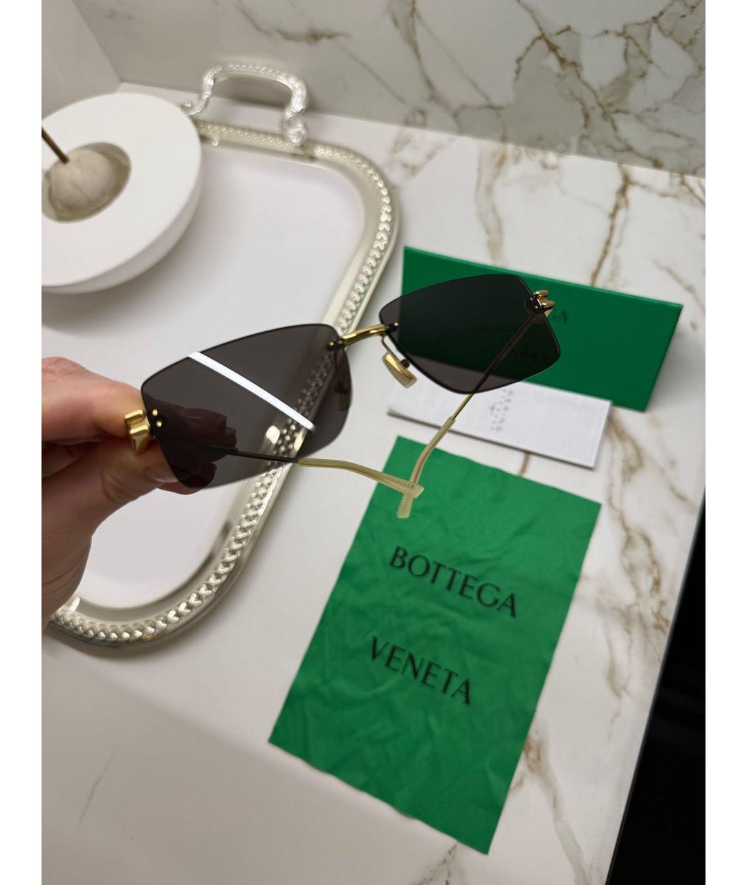 BOTTEGA VENETA Коричневые металлические солнцезащитные очки, фото 5